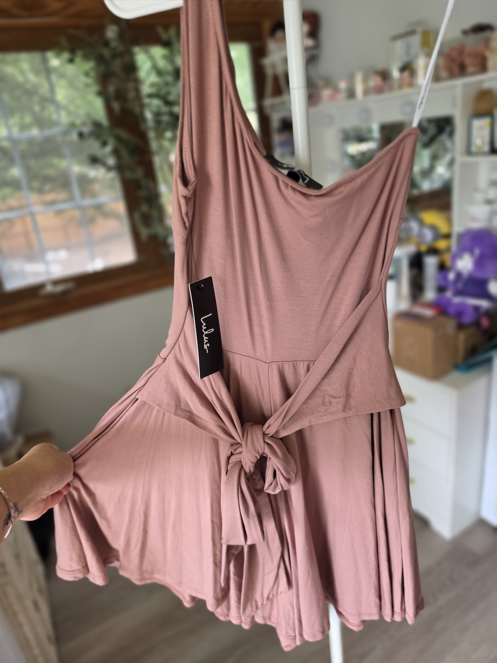 Lulu's Mauve Pink Tie-Front Romper